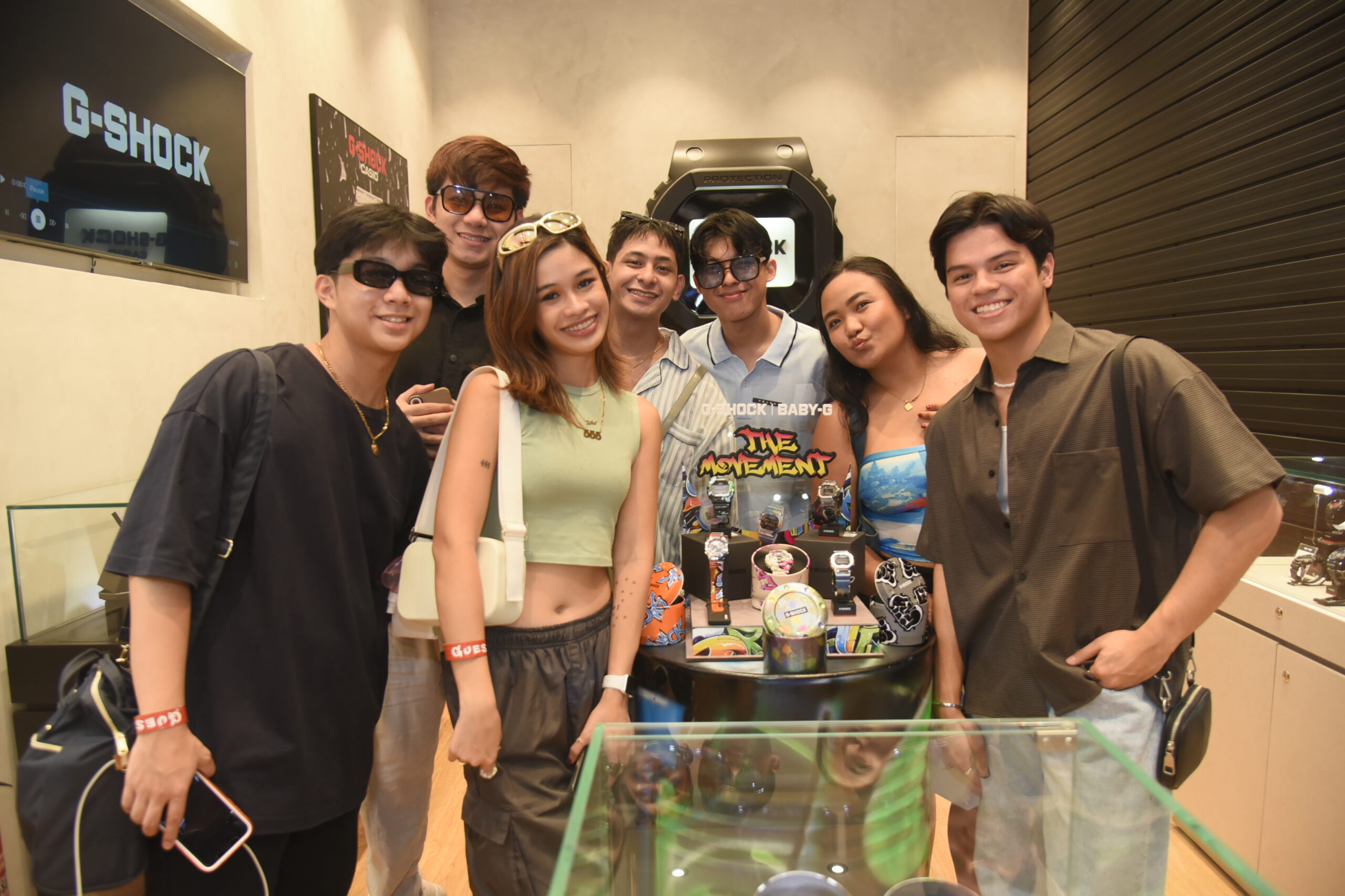 GShock ambassadors and media guests pose with the Street Spirit collection at the GShock Store in High Street