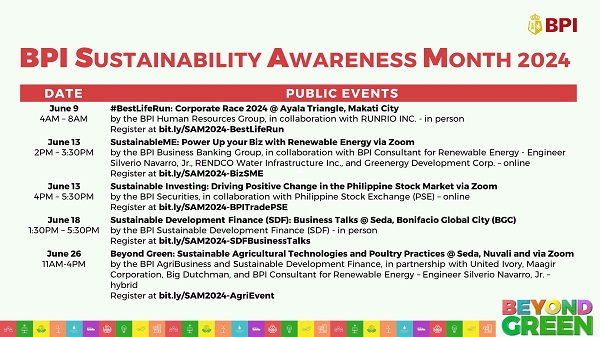 BPI Sustainability Awareness Month Schedule